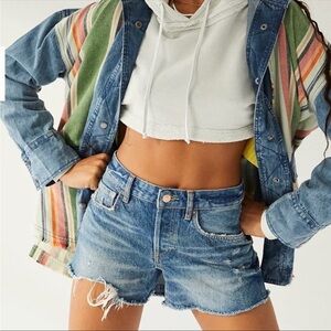 Free People/We the Free - Good Times Relaxed Denim Shorts - Boho Coastal Vibes